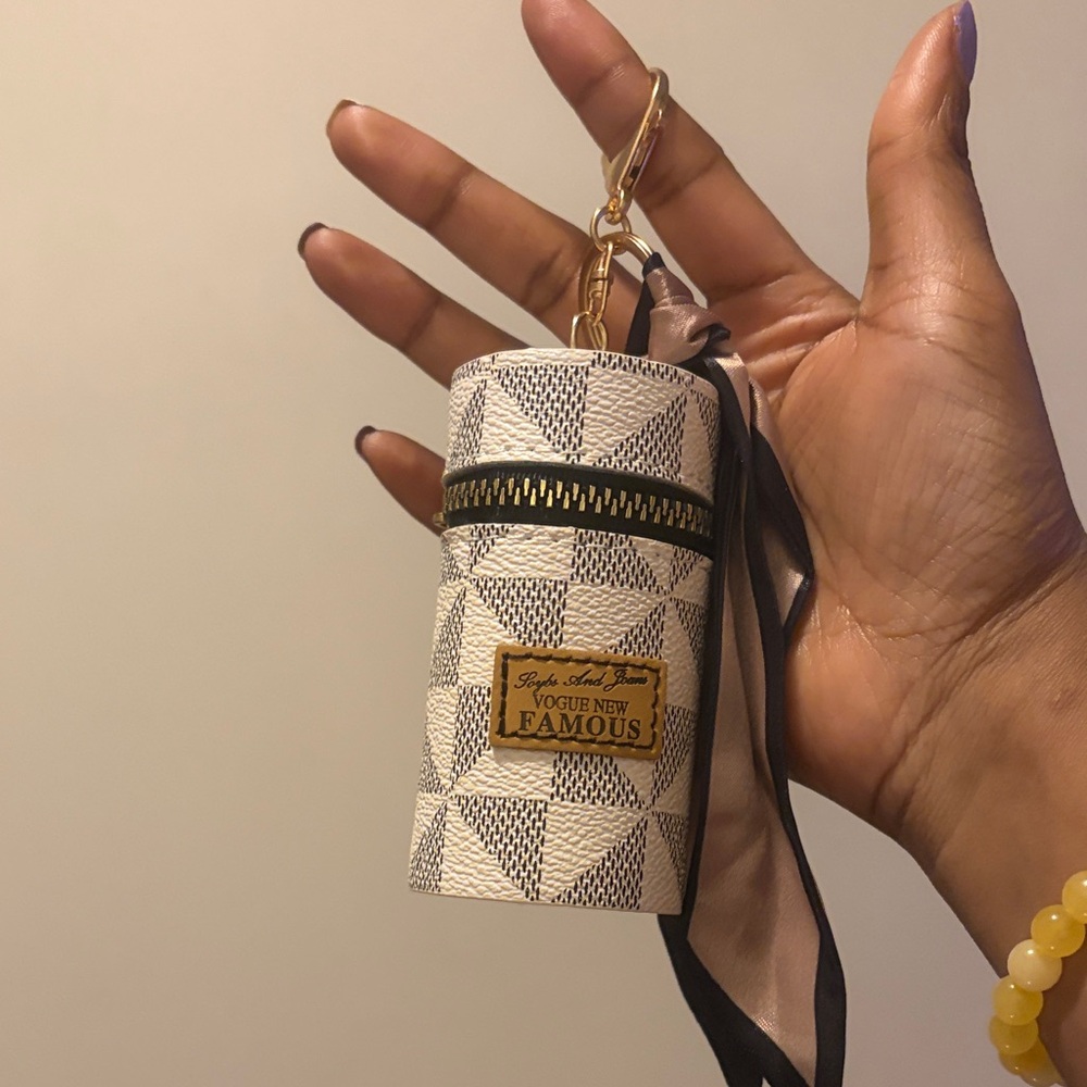 Geometric Patterned Keychain lipstick Holder NWT - image 1